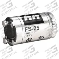 HUBBELL WIRING DEVICE-KELLEMS Fluorescent Lamp Starter: 25 W Max. Bulb Watts, 2 Pins, FS-25 (MPN FS25). Key specifications — attr237416: FS-25; attr239852: HUBBELL WIRING DEVICE-KELLEMS.