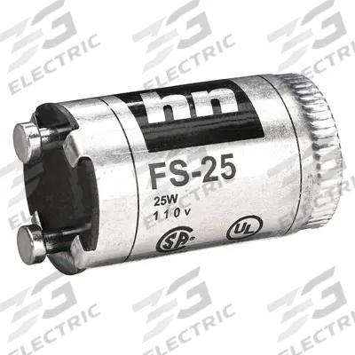 HUBBELL WIRING DEVICE-KELLEMS Fluorescent Lamp Starter: 25 W Max. Bulb Watts, 2 Pins - Fluorescent Light Starters