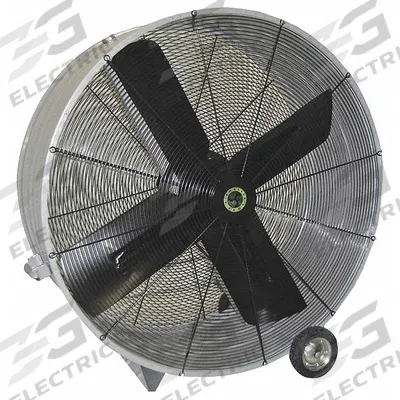 AIRMASTER Cooling Fan: 48 in Blade Dia, 115V AC, Mobile, 1 hp, Belt Drive - Standard Industrial Floor Fans