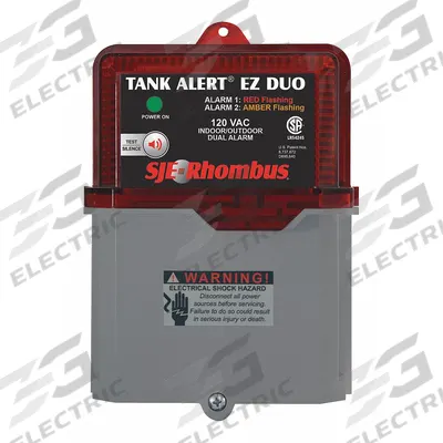 SJE-RHOMBUS Dual Level Alarm: High Level, 120V AC, Auto, 82 dB, Audio/Visual, 2 Alarm Inputs - Liquid-Level Alarms
