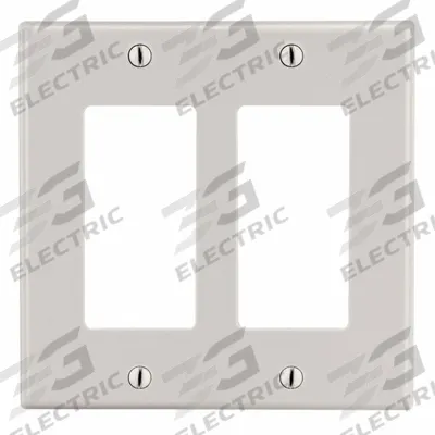 HUBBELL Wall Plate: Decorator-Rocker, 2 Gang, Almond - General Purpose Wall Plates