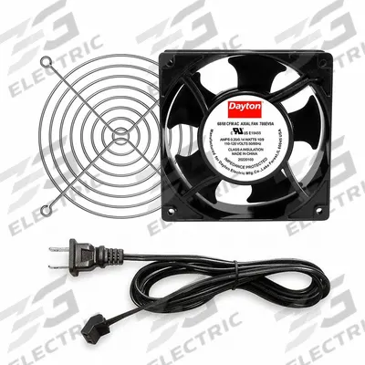 Dayton Axial Fan: 60 cfm_64 cfm Airflow @ 0.000 in SP, 4 3/4 in Ht, 1 1/2 in Dp - Standard Square Axial Fan Kits