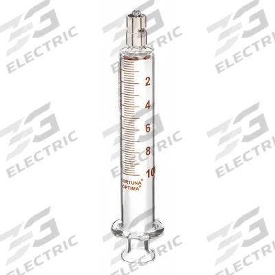 FORTUNA Reusable Glass Syringe: 10 mL Capacity - mL, Luer Lock, Borosilicate Glass - Luer Lock Syringes