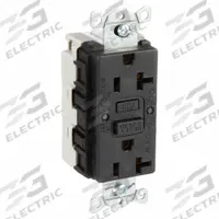 HUBBELL GFCI Receptacle: Decorator Duplex, 5-20, Black, GFCI, 125V AC, 20 A, 2 Pole / 3 Wire (MPN SNAPGF20BLK)