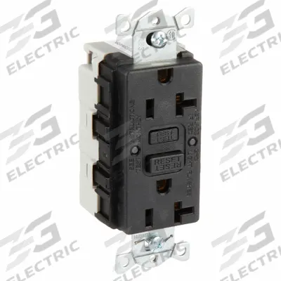 HUBBELL GFCI Receptacle: Decorator Duplex, 5-20, Black, GFCI, 125V AC, 20 A - General Purpose Receptacles