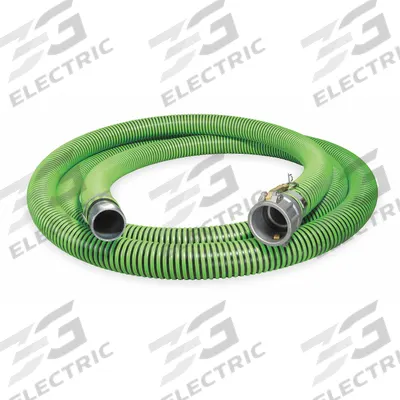 CONTINENTAL Water Suction and Discharge Hose: 1 1/2 in Hose Inside Dia., 50 psi, Black/Green - Thermoplastic Rubber Water Suction & Discharge Hose Assemblies with Polyethylene Helix Reinforcement