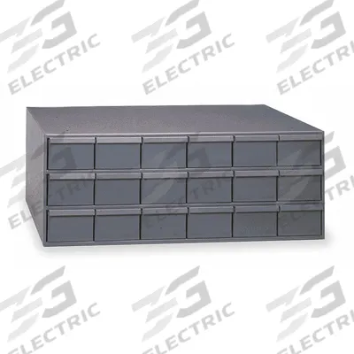 DURHAM MFG Drawer Bin Cabinet: 33 3/4 in x 17 3/4 in x 12 3/4 in, 18 Drawers, Stackable - Modular Metal Small Parts Drawer Cabinets