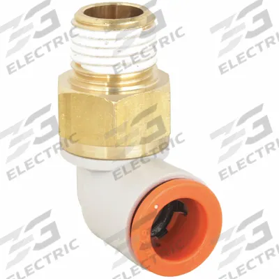 SMC Push-Fit Elbow Fitting: 12 mm OD x 1/2 in Pipe Size, Push-to-Connect x BSPT - Polybutylene & Brass Tube Fittings