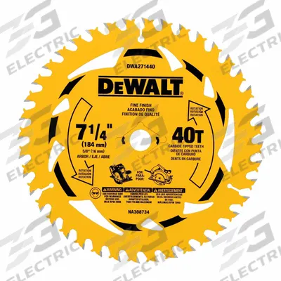 DEWALT Circular Saw Blade: 7 1/4 in Blade Dia., 40 Teeth, 0.08 in Cut Wd, 5/8 in Arbor Size - Wood-Cutting Blades