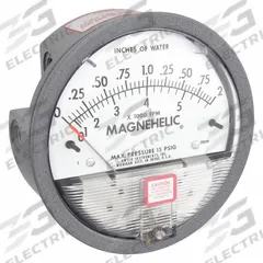 DWYER Differential Pressure Gauge: Back/Single-Side, 1/8 in NPT Female, 2000, 4 in Dial, IP67, IP67 (MPN 2002AV). Key specifications — Sensor Type: Diaphragm; Series: 2000; Housing Material: Die Cast Aluminum; Certificate of Calibration: Not Included.