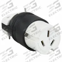 HUBBELL Straight Blade Connector: 10-50R, 125/250V AC, 50 A, 3 Pole, 3 Wire, Black (MPN HBL7515C)