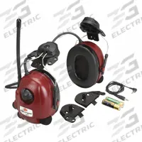 3M PELTOR Headset: Hard Hat-Mounted Earmuff, 25 dB NRR, 3.5mm Stereo, Listen, Red, Foam, Alert (MPN M2RX7P3E2-01). Key specifications — Cup Color: Red; Intrinsically Safe: No; Connection Type: 3.5mm Stereo; Compatible with Series: Slotted Front-Brim Hard Hats; Two-Way Radio Communication Type - MERCH: Listen Only; Includes: 3.5mm Cable; Brand: 3M PELTOR; Foldable: No.