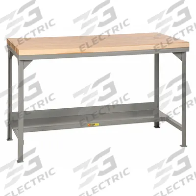 LITTLE GIANT Workbench: Fixed Ht, Butcher Block, 60 in x 30 in, 3,000 lb Overall Load Capacity - Workbenches with Lower Shelves