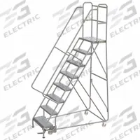 BALLYMORE Rolling Ladder: 6.7 ft Platform Ht, Assembled, Aluminum, Manual Lock, Perforated (MPN WLAR108246). Key specifications — Includes Handrails: Handrails Included; Material: Aluminum; Brand: BALLYMORE; Color: Gray.