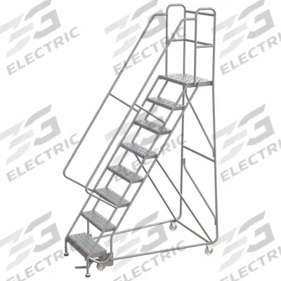 BALLYMORE Rolling Ladder: 6.7 ft Platform Ht, Assembled, Aluminum, Manual Lock - Aluminum Manual-Lock Ladders