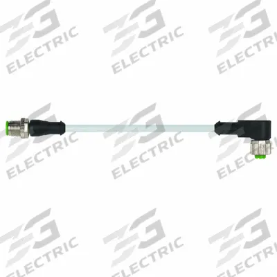 MURRELEKTRONIK Cordset: M12 Male Straight X M12 Female Right Angle, 4 Pins, Gray, PUR - Double-Ended Cordsets with PUR Jacket for Twisting Applications