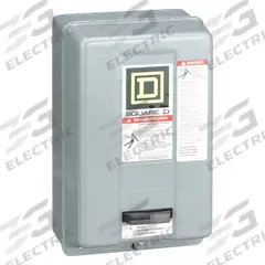 SQUARE D Magnetic Motor Starter: Non-Reversing, 3 Poles, NEMA Size 00, 9 A, 120V AC Coil (MPN 8536SAG12V02S). Key specifications — Brand: SQUARE D; Coil Voltage: 110/120V AC; Phase: Three; Operator: None; Terminal Connection Type: Screw Clamp Terminals; Includes Pilot Light: No; Operator Controls: None; Auxiliary Contacts Included: No Auxiliary Contacts Included.