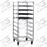 NEW AGE INDUSTRIAL Oval Tray Rack: 9 Slots, 6 in Betw Shelves, 700 lb Capac, 24 3/4 in Wd, Aluminum (MPN 95681). Key specifications — Brand: NEW AGE INDUSTRIAL; Color: Silver; Material: Aluminum; Nesting: No; Pan Size: 22 x 26-7/8 in; Product Type: Oval Tray Pan Rack; NSF Certified: Yes; Full Size/Half Size: Full Size.
