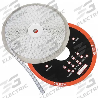 APPROVED VENDOR Hook-and-Loop Fastener: Disc, 5/8 in Overall Dia, Loop, White, Adhesive - Pre-Cut Discs