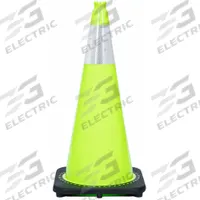 Traffic Cone with Bands: MUTCD/NCHRP-350, 28 in Cone Ht, Green, High-Intensity Prismatic, PVC, Blank (MPN RS70032C-LIME3M6). Key specifications — Base Color: Black; Brand: APPROVED VENDOR; Cone Material: PVC; Legend: Blank; Includes: Grip Top.