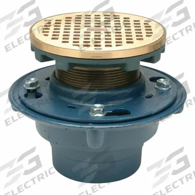 ZURN Floor Drain: 8 3/8 in Overall Dia, 5 3/16 in Grate Size, 3 in Nominal Pipe Size - General Purpose Floor Drains