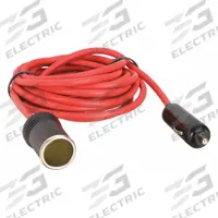 ROADPRO Lighter Plug Adapter with Extension Cord: Extension Cord, 1 Connections, 12 ft Cord Lg, Red (MPN RP-203EC). Key specifications — Color: Red; Includes: Extension Cord and Lighter Plug; Product Type: Extension Cord; Compatible Devices: 12V Power Extensions; Brand: ROADPRO; Ports: 12V Auxiliary Port.