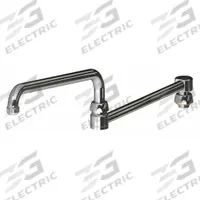 CHICAGO FAUCETS Spout: Spout, Double-Joint, Double Jointed/Swivel Spout, Brass, Polished Chrome (MPN DJ24JKABCP). Key specifications — Includes: Mounting Hardware; Product Type: Spout; Spout Style: Double Jointed/Swivel; Body Material: Brass; Color/Finish: Polished Chrome; Brand: CHICAGO FAUCETS.