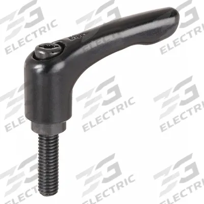 KIPP Adjustable Handle: Zinc w/ Steel Thread, M6x1 Thread, 20 mm Thread Lg - Teardrop-Style Adjustable Handles with Threaded Stud
