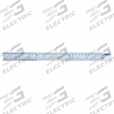 INSIZE Steel Rule: 7110-300, 12 in / 300 mm, 0.04 in Thick, Clear, Black, Rigid - Stainless Steel Rulers