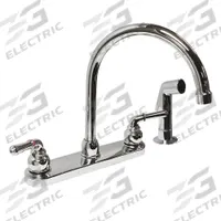 DOMINION FAUCETS Gooseneck Kitchen Faucet: Gold, Cast Brass, Widespread, Deck, 3 Mounting Holes (MPN 77-6105). Key specifications — Series: Gold; Brand: DOMINION FAUCETS.