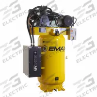 EMAX Electric Air Compressor: 7.5 hp, 2 Stage, Vertical, 80 gal, 30 cfm, 175 psi, 240V, Manual (MPN ESS07V080Z1). Key specifications — attr1395880: Manual; attr48430: EMAX; attr48448: Muffler; attr48450: 240V; attr48474: Single; attr48487: Vertical.