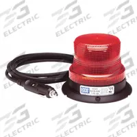 ECCO Beacon Light: Flashing Beacon, Red, 3 7/8 in Overall Ht, LED, 12-80V DC (MPN 6465R-MG). Key specifications — Operating Voltage: 12-80V DC; Number of Flash Patterns: 80 FPMx8; Includes: 15 ft Cord with On/Off Switch; Electrical Connection: Plug; Mount Type: Magnetic; Brand: ECCO; Shape: Round; Lighting SAE Class Rating: SAE Class 3.