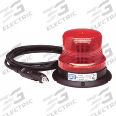 ECCO Beacon Light: Flashing Beacon, Red, 3 7/8 in Overall Ht, LED, 12-80V DC (MPN 6465R-MG). Key specifications — Operating Voltage: 12-80V DC; Number of Flash Patterns: 80 FPMx8; Includes: 15 ft Cord with On/Off Switch; Electrical Connection: Plug; Mount Type: Magnetic; Brand: ECCO; Shape: Round; Lighting SAE Class Rating: SAE Class 3.
