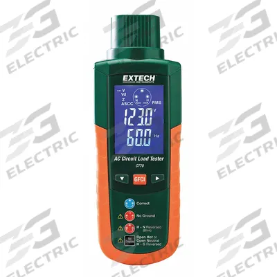EXTECH Receptacle Tester with GFCI: 90 V AC to 240 V AC, GFCI, CAT II 300V, Digital Display - GFCI & AC Circuit Analyzers