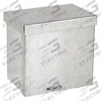WIEGMANN Enclosure: Steel, 6 in x 6 in x 4 in, 3R, Solid Cover, Screw On, Included, Galvanized (MPN RSC060604G). Key specifications — Brand: WIEGMANN; Closure Method: Screws; Knockouts: Included.