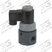PLAST-O-MATIC Solenoid Valve: 2-Way, Normally Closed, 1/4 in Pipe Size, 120V AC, Inline Single, DIN (MPN EAST2V8W11-120/60-PP). Key specifications — Pipe Size: 1/4 in; Voltage: 120V AC; Brand: PLAST-O-MATIC; Coil Enclosure: Dust Tight.