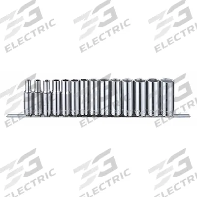 WESTWARD Socket Set: 3/8 in Drive, 14 Piece, 6-Point, Metric - SAE & Metric Socket Sets