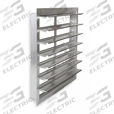 Dayton 42"H-W 5.75"L Aluminum Wall Fan Shutter: For 36 in Fan, Single Panel, 42 in H - Wall-Mount Backdraft Dampers