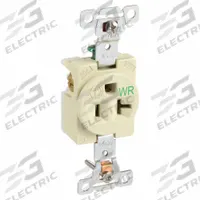 BRYANT Receptacle: Single, 5-20, White, 125V AC, 20 A, 2 Pole / 3 Wire (MPN 5361IWR)