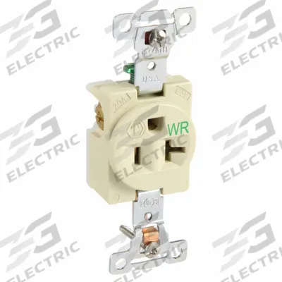 BRYANT Receptacle: Single, 5-20, White, 125V AC, 20 A, 2 Pole / 3 Wire (MPN 5361IWR) - General Purpose Receptacles
