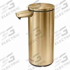 SIMPLEHUMAN Toiletry Dispenser: 6 3/8 in Ht, 2 3/4 in Wd, 4 3/8 in Dp, Cartridge Bottle Refill (MPN ST1083). Key specifications — Locking: Lockable; Color: Brass; Dispensing Mechanism: Automatic Sensor; Material: Stainless Steel; Mounting Location: Counter Mount; Refill Style: Cartridge Bottle; Product Type: Toiletry Dispenser.