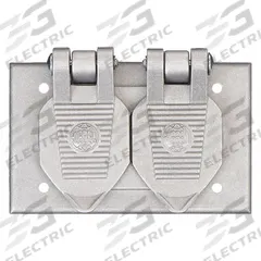 HUBBELL WIRING DEVICE-KELLEMS Weatherproof Cover: Aluminum, Single Duplex Lift Covers, 2 Gangs (MPN HBL5205WO). Key specifications — Brand: HUBBELL WIRING DEVICE-KELLEMS; Color: Aluminum; Compatible with Product Type: Single Duplex Lift Covers; Mounting Orientation: Horizontal.