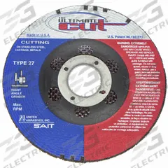 SAIT Depressed Center Cut-Off Wheel: Type 27, 6" x 0.045" x 7/8", Aluminum Oxide, 60 Grit (MPN 22390). Key specifications — Series: The Ultimate Cut; Brand: UNITED ABRASIVES-SAIT.