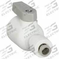 PARKER Manual Two-Way Ball Valve: 1/4 in, Polypropylene, Straight, Push x Push, Full Port Ball Port (MPN PP4VUC4-MG). Key specifications — Brand: PARKER; Handle: Lever.