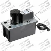 LITTLE GIANT Condensate Removal Pump: 230V AC, 1 gal Tank, 1/16 hp, 4.5 gpm, 24 ft Max. Head (MPN 553211). Key specifications — Nameplate Voltage: 230V AC; Brand: LITTLE GIANT; Included Accessories: Safety Switch; Plenum Rated: No.
