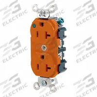LEVITON Plugs and Receptacles: Hospital Grade, Duplex, 5-20R, Orange, 125V AC, 20 A, 2 Pole / 3 Wire (MPN 8300-PLO)