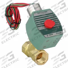 REDHAT Solenoid Valve: 2-Way, Normally Closed, 1/2 in Pipe Size, 24V DC, Watertight, High Flow (MPN 8210G015). Key specifications — Pipe Size: 1/2 in; Voltage: 24V DC; Brand: REDHAT; Coil Enclosure: Watertight.