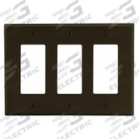 HUBBELL Wall Plate: Decorator-Rocker, 3 Gang, Brown, Std Size (MPN P263). Key specifications