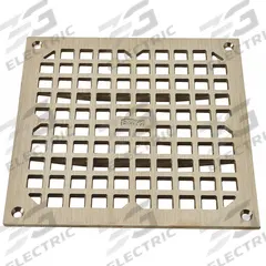 JAY R. SMITH MFG. CO Grate: Nickel Bronze, 8 in Overall Wd, 5/8 in Overall Ht, Bronze, Screw-In (MPN 3100G). Key specifications — Brand: JAY R. SMITH MFG. CO; Finish: Bronze; Color: Bronze; Material: Nickel Bronze; Connection Type: Screw-In; Grate Opening Type: Full Grate; Grate Surface Style: Square Holes; Product Type: Grate.