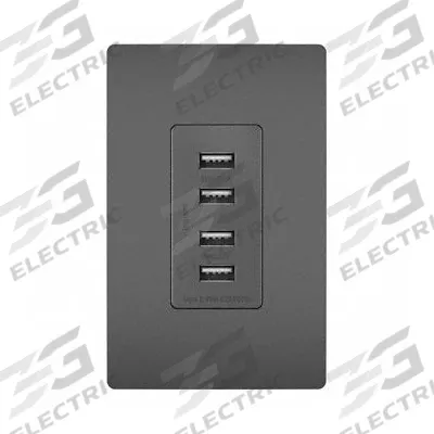 LEGRAND Receptacle: 4 USB Ports, USB Type A, Black, 125V AC - Weather-Resistant Receptacles with USB Chargers